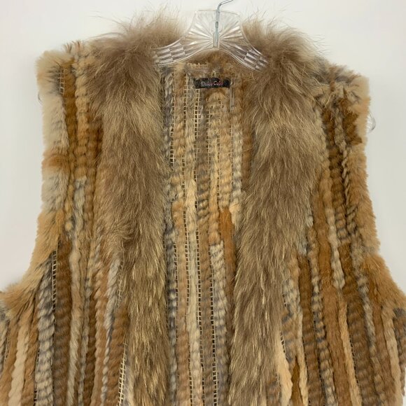 Dolce Cobo Rabbit Raccoon Fur Fringe Vest BOHO Western Mob Wife Sz 2X - Picture 4 of 16